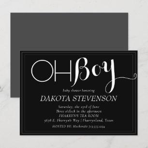 Invitación Bebé minimalista Ducha de niño negro y gris