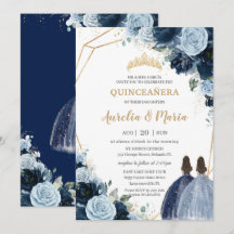 Bebé moda Chicas florales azules gemelos Quinceañe