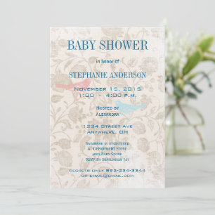 Invitación Bebé moderno Aves ventilares Ducha Aqua Blue