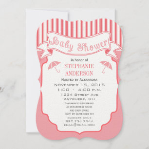 Invitación Bebé moderno Chica Cute Stripe Pattern Ducha