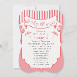 Invitación Bebé moderno Chica Cute Stripe Pattern Ducha