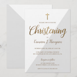 Invitación Bebé moderno de oro blanco gris
