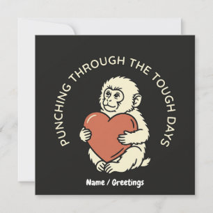 Invitación Bebé mono resistente y corazón golpeando