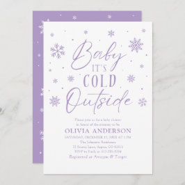 Invitación Bebé morado de invierno hace frío fuera de Baby Sh