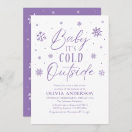 Invitación Bebé morado de invierno hace frío fuera de Baby Sh