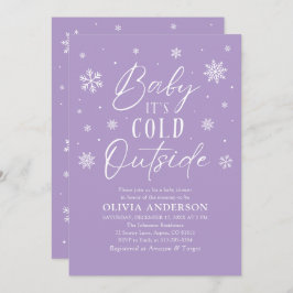 Invitación Bebé morado de invierno hace frío fuera de Baby Sh