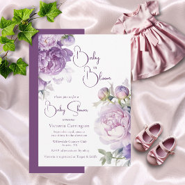 Invitación Bebé morado en Baby Shower floral moderno