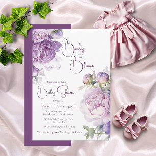 Invitación Bebé morado en Baby Shower floral moderno