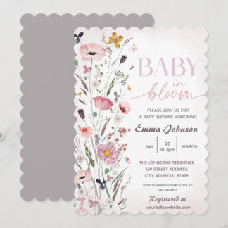 Invitación Bebé morado en el floreciente Baby Shower