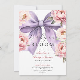 Invitación Bebé morado en un pozo rosado en Baby Shower