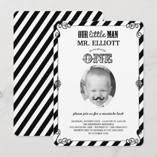 Invitación Bebé Mustache Primer Fiesta de cumpleaños Invitaci