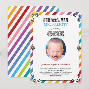 Invitación Bebé Mustache Primer Fiesta de cumpleaños Invitaci