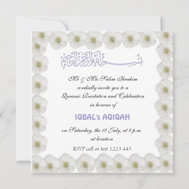 Invitación Bebé musulmán Aqiqah (Anverso)