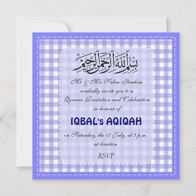 Invitación Bebé musulmán Aqiqah (Anverso)