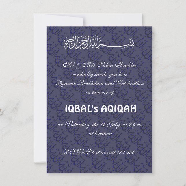 Invitación Bebé musulmán Aqiqah (Anverso)