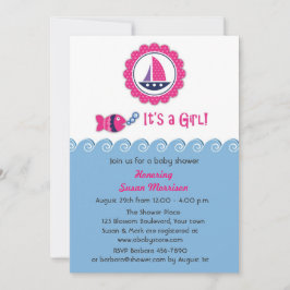 Invitación Bebé Náutico Rosa