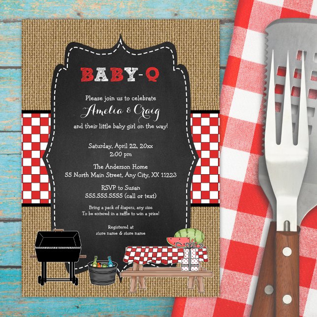 Invitación Bebé Neutral Baby Shower, BBQ bebé Q invita (Subido por el creador)