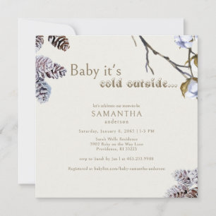 Invitación Bebé neutral de crema cuadrada hace frío fuera de 