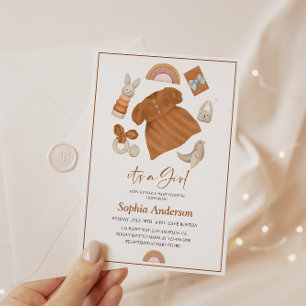 Invitación Bebé Neutral de la ducha con traje de bebé