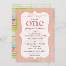 Invitación Bebé Niña Cumpleaños Shabby Rosas Personalizado de