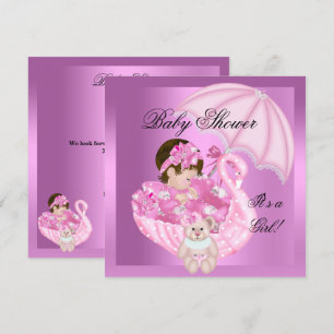 Invitación Bebé niña de shower de bebé lindo rosa blanco cisn