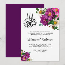 Bebé niña floral morada moderna Aqiqah