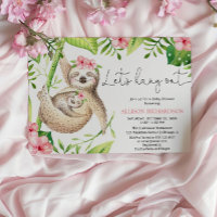 Bebé niña perezosa vegetación rosa ducha tropical 