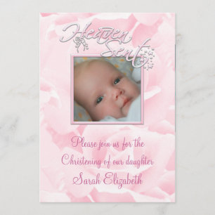 Invitación Bebé niña rosa foto bautizo