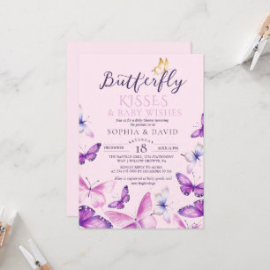 Invitación Bebé niña shower de mariposa