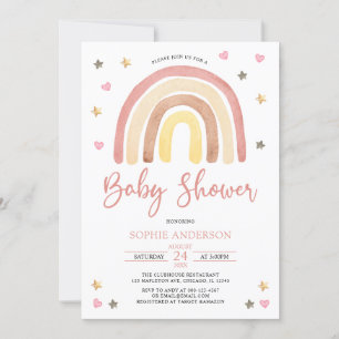 Invitación Bebé niña silenciada tonta boho arcoiris Baby Show