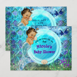 Invitación Bebé Niña Sirena Encantada Fiesta de Baby Shower