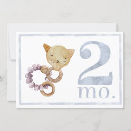 Invitación Bebé niño acuarela hito de dos meses de edad tarje