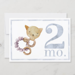 Invitación Bebé niño acuarela hito de dos meses de edad tarje