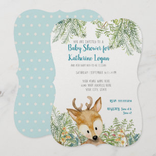 Invitación Bebé niño ducha Carpintería Animales Deer Forest F