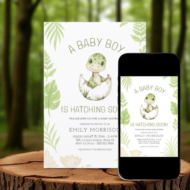 Invitación Bebé niño ducha Dinosaurio Hatching pronto (Subido por el creador)