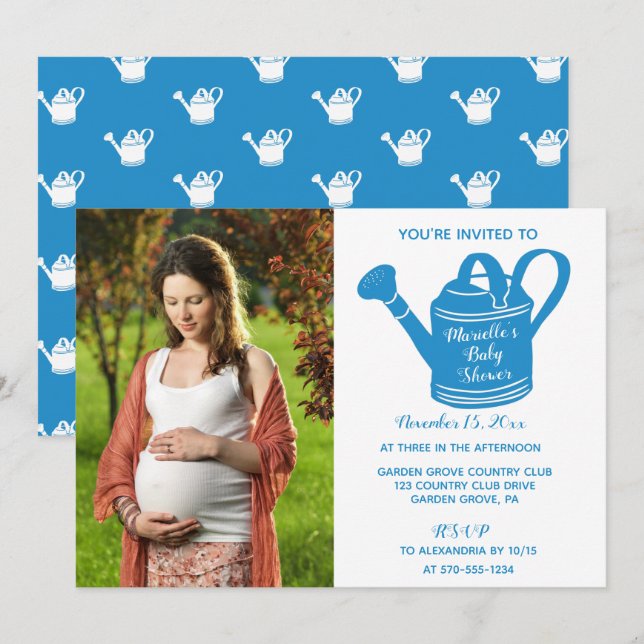 Invitación Bebé niño ducha foto agua (Anverso / Reverso)