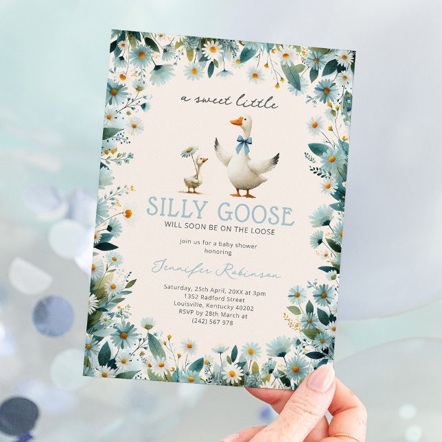 Invitación Bebé Niño Dulce Ganso Tonto Baby Shower (Subido por el creador)
