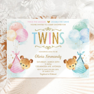Invitación Bebé niño Teddy Bears Baby Shower