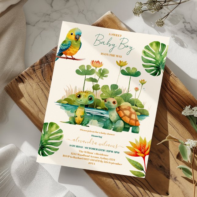 Invitación Bebé Niño Tropical Jungla Safari, ducha de animale (Subido por el creador)