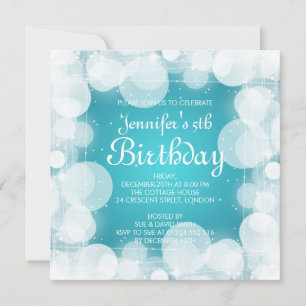 Invitación Bebé/Niños Brillo de cumpleaños y Turquesa espumos