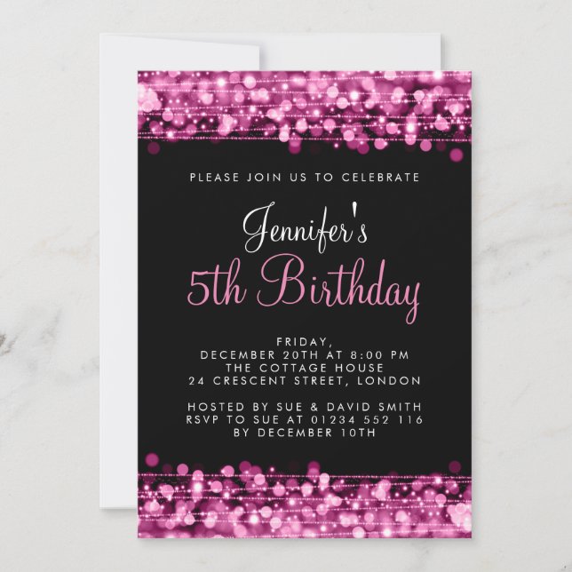 Invitación Bebé/niños Fiesta de cumpleaños espuma rosado (Anverso)