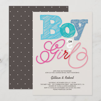 Invitación Bebé o Chica Fiesta de revelación azul rosado