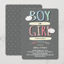 Invitación Bebé o Chica Fiesta de revelación azul rosado