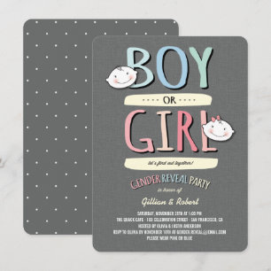 Invitación Bebé o Chica Fiesta de revelación azul rosado