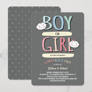 Invitación Bebé o Chica Fiesta de revelación azul rosado