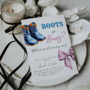 Invitación Bebé occidental Jean Boots o Bows Revelación de Gé