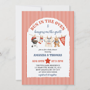 Invitación Bebé oso a la parrilla para baby shower