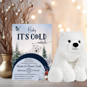 Invitación Bebé Oso Fuera de Casa Frio Búho Ducha de Bebé