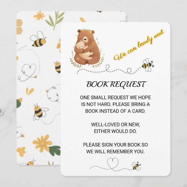 Invitación Bebé Oso: podemos cumplir con la solicitud del lib (Anverso / Reverso)