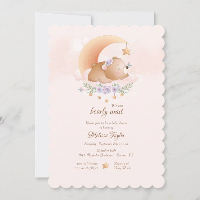 Invitación Bebe Oso Rosa Baby Shower (Anverso)